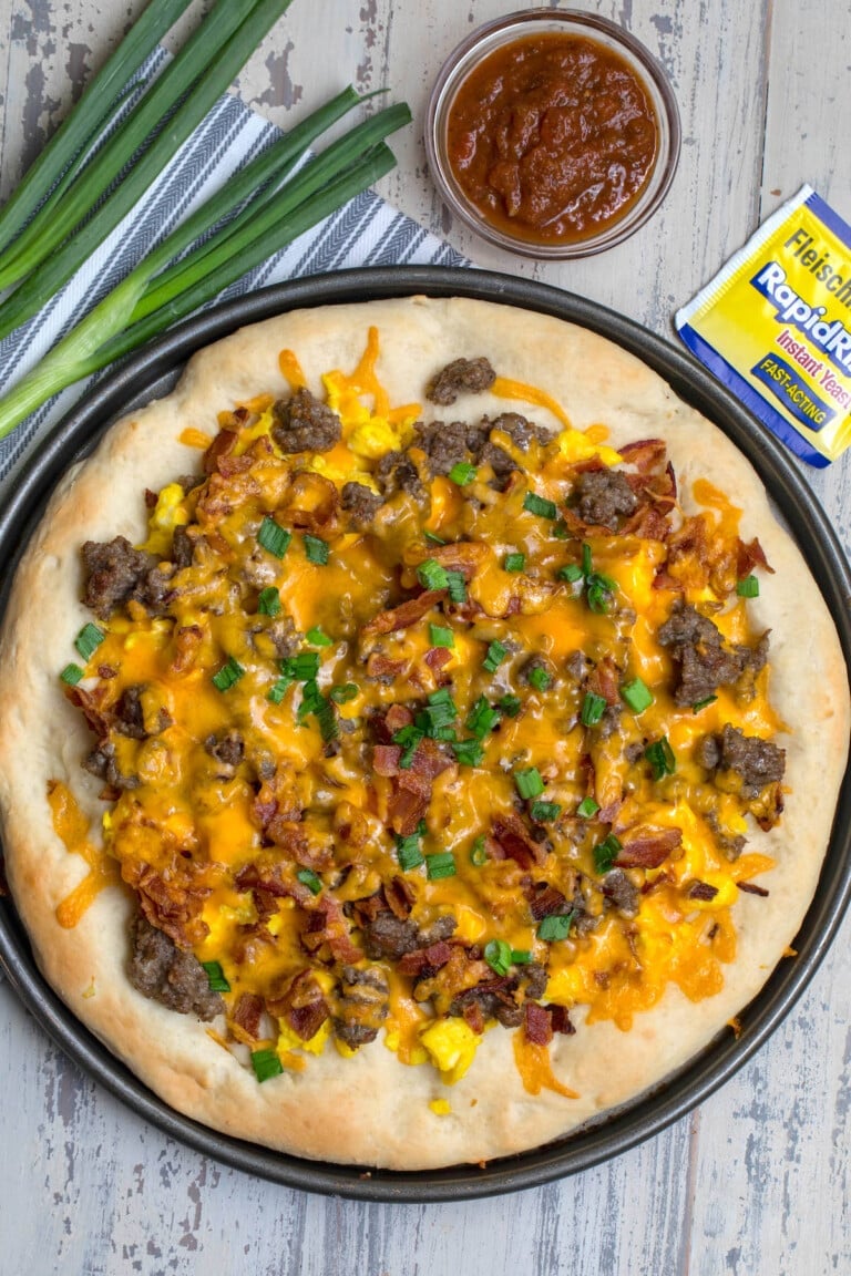 Egg & Sausage Breakfast Pizza - Crazy for Crust
