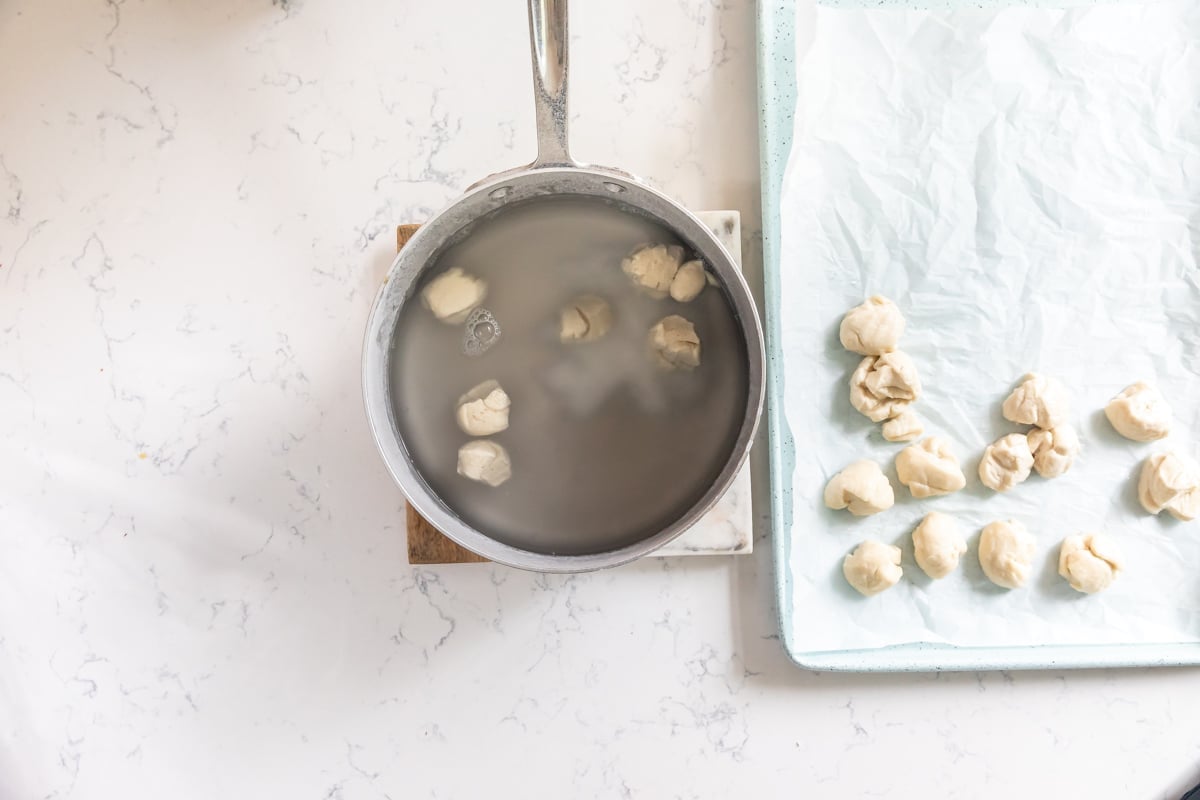 process shot of air fryer pretzel bites