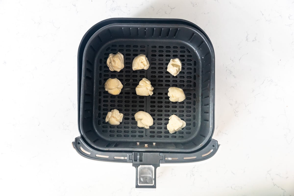 process shot of air fryer pretzel bites