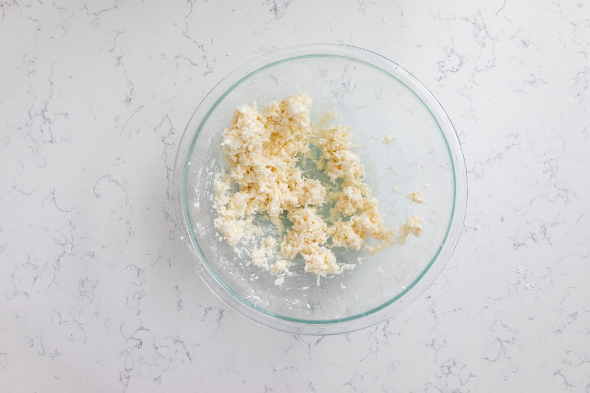 process shot of coconut cream truffles.