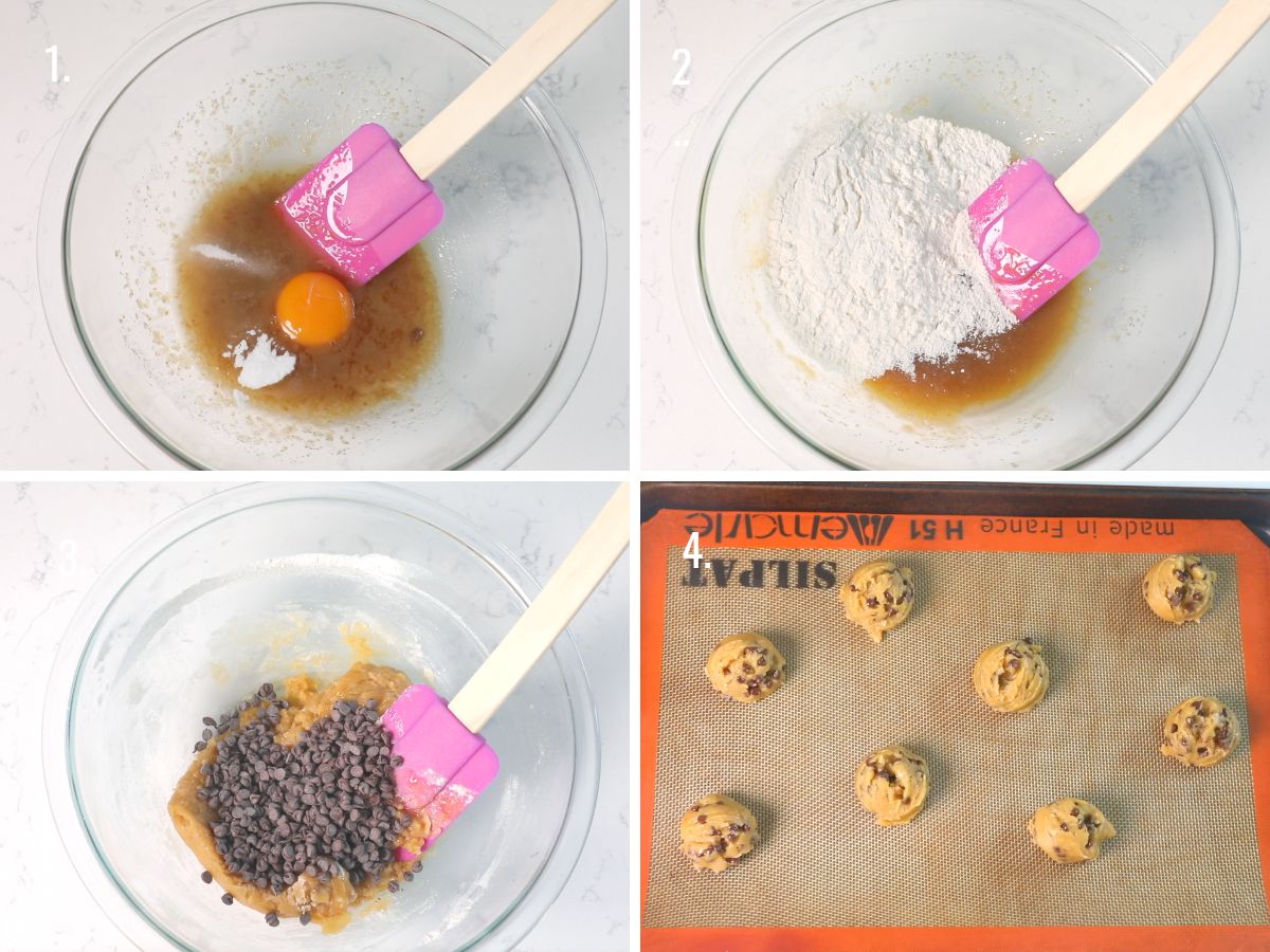 4 photos showing how to make cookies