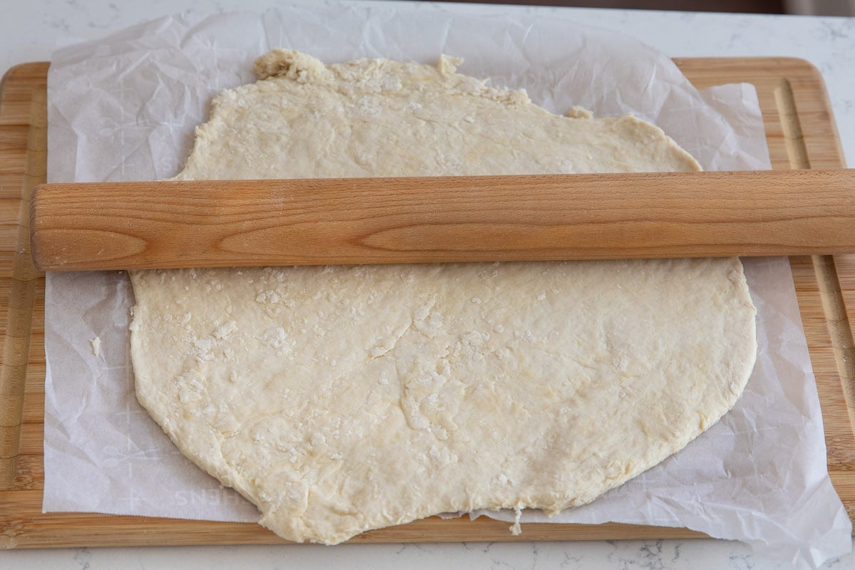 process shot in no yeast pizza dough