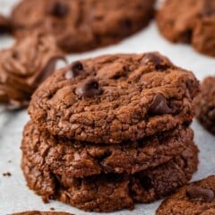 chocolate cookies with chocolate chips baked in