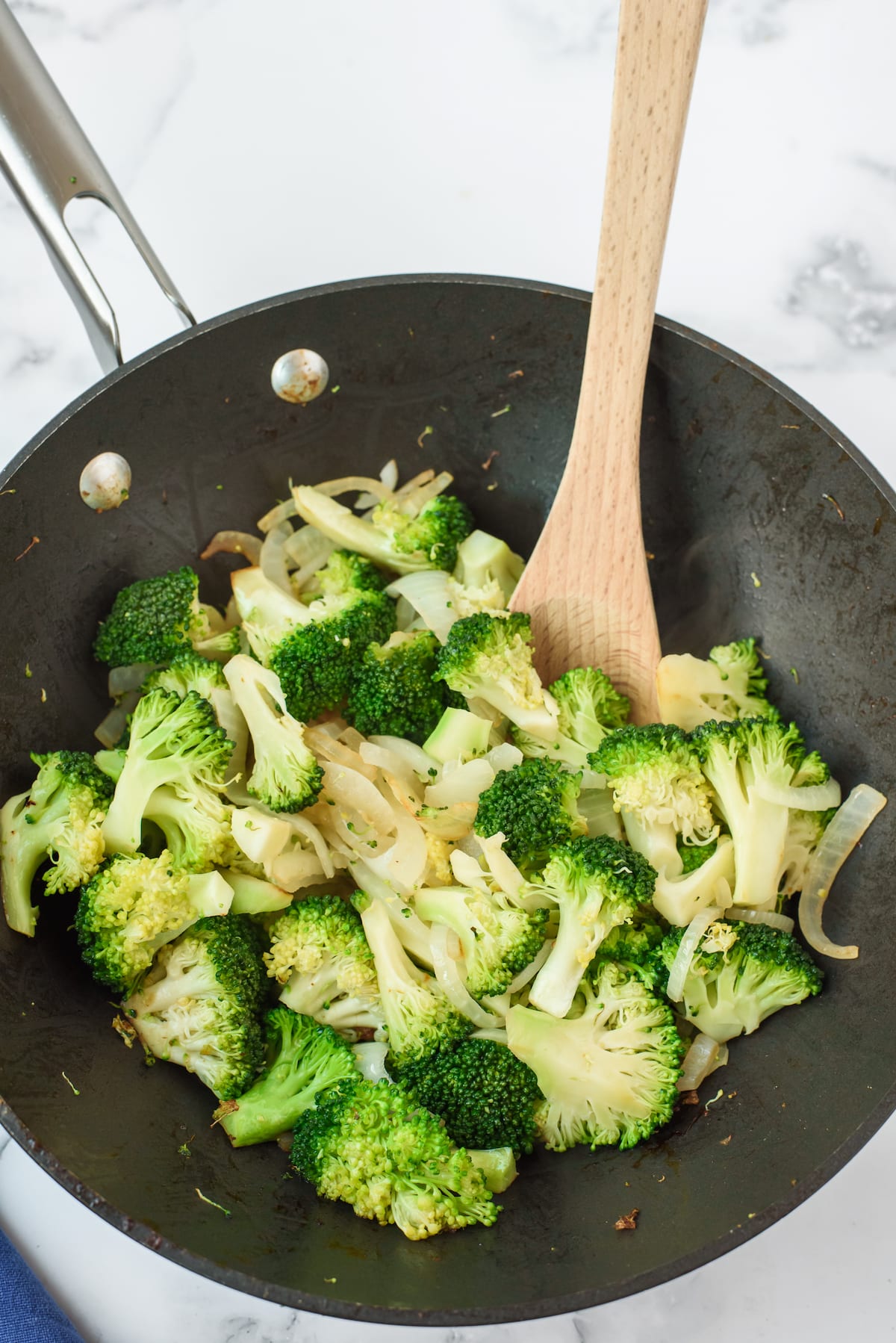 broccoli in a black pan