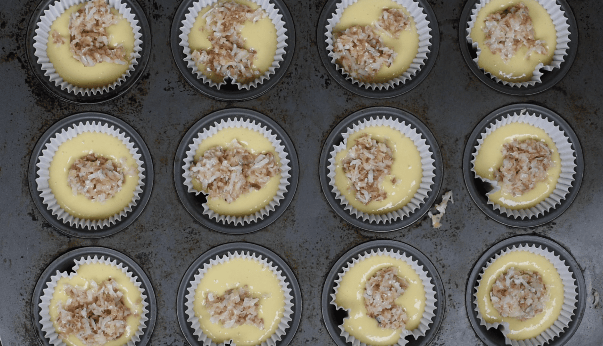 process shot of coconut cupcakes.