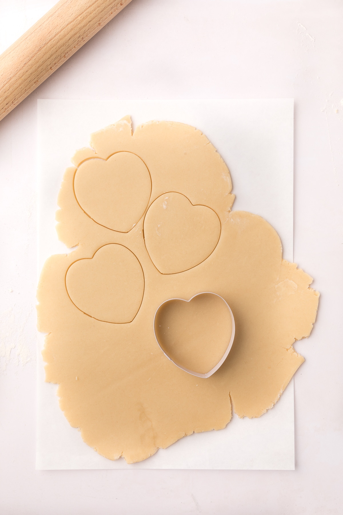 process shot for valentine shortbread.