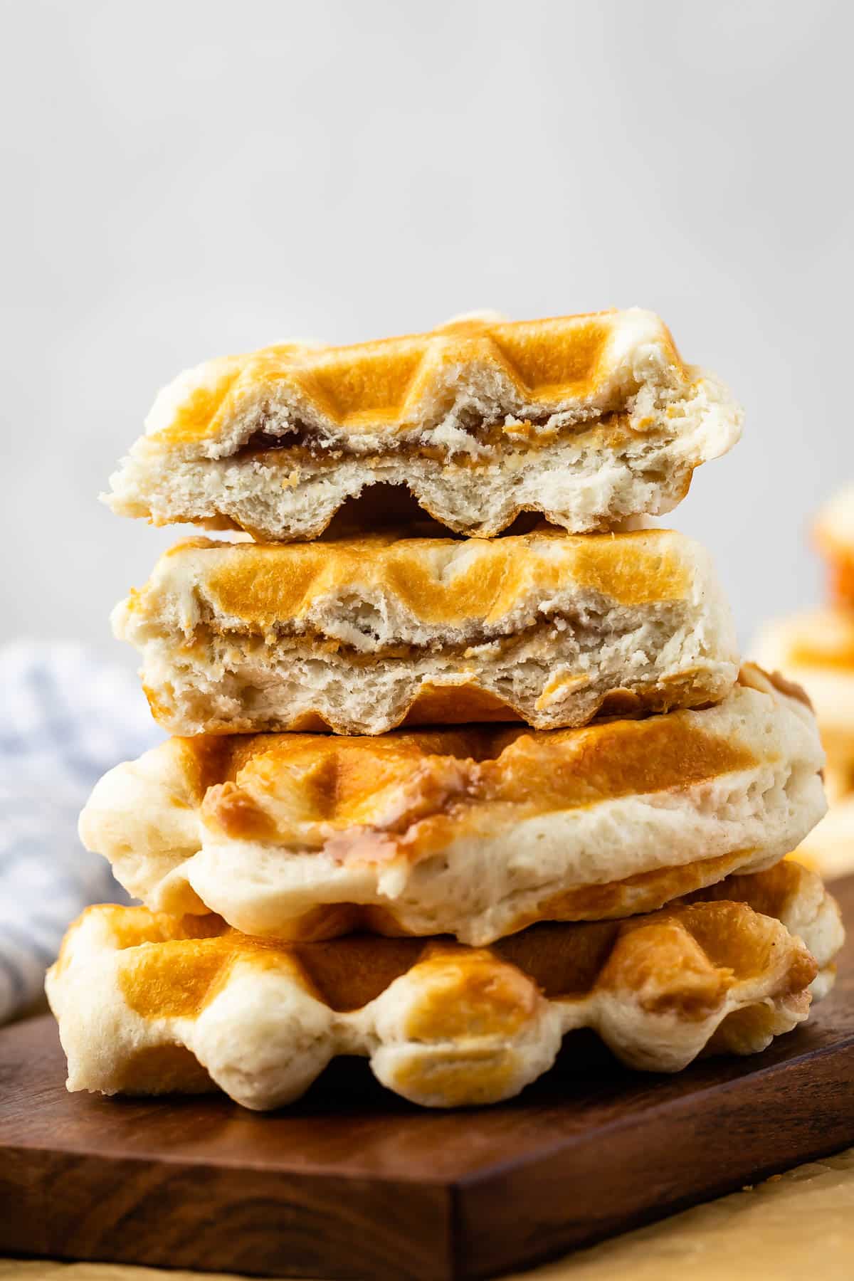 peanut butter and jelly ingredients baked into waffles.