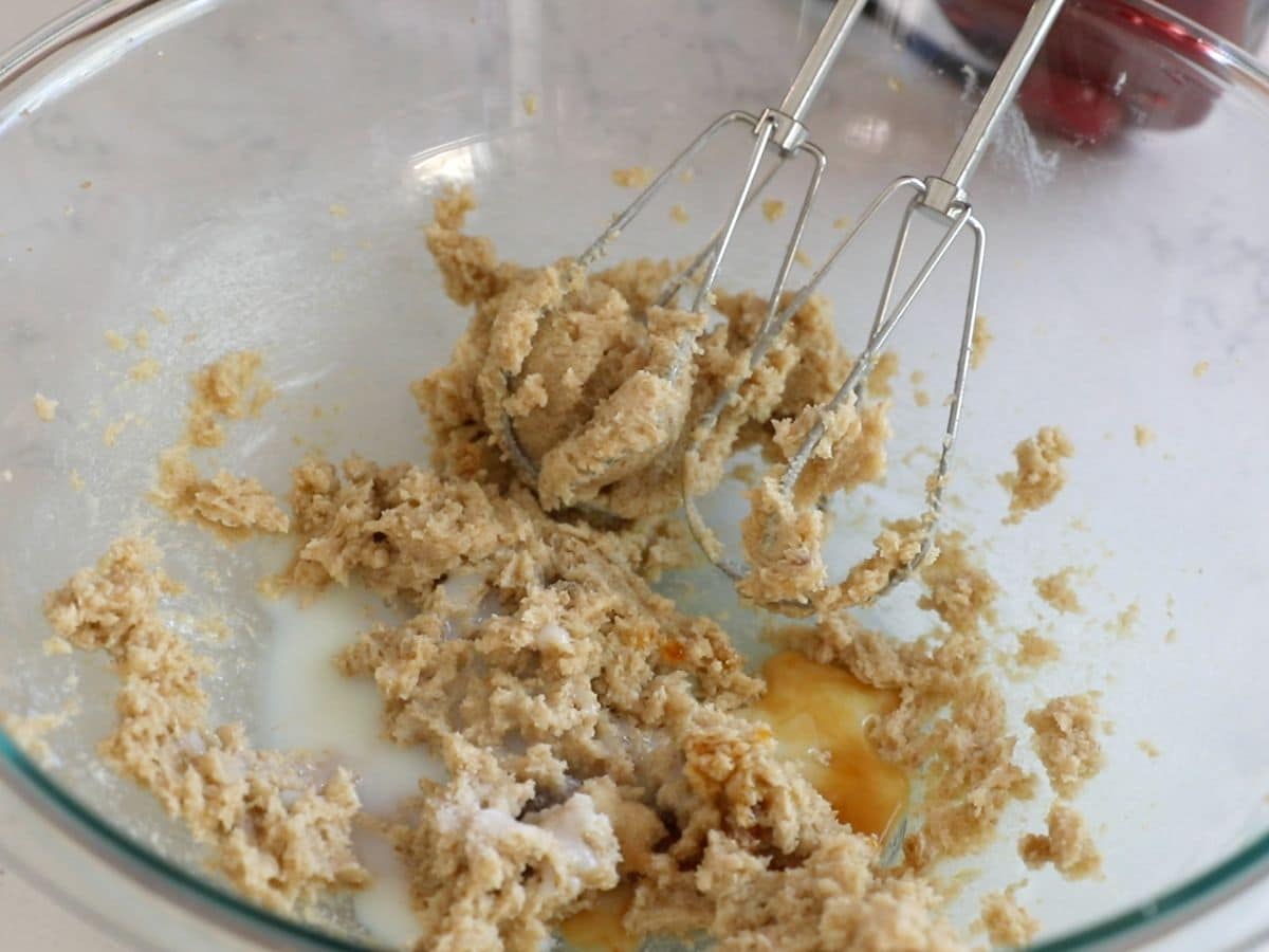 photos showig cookie dough in bowl