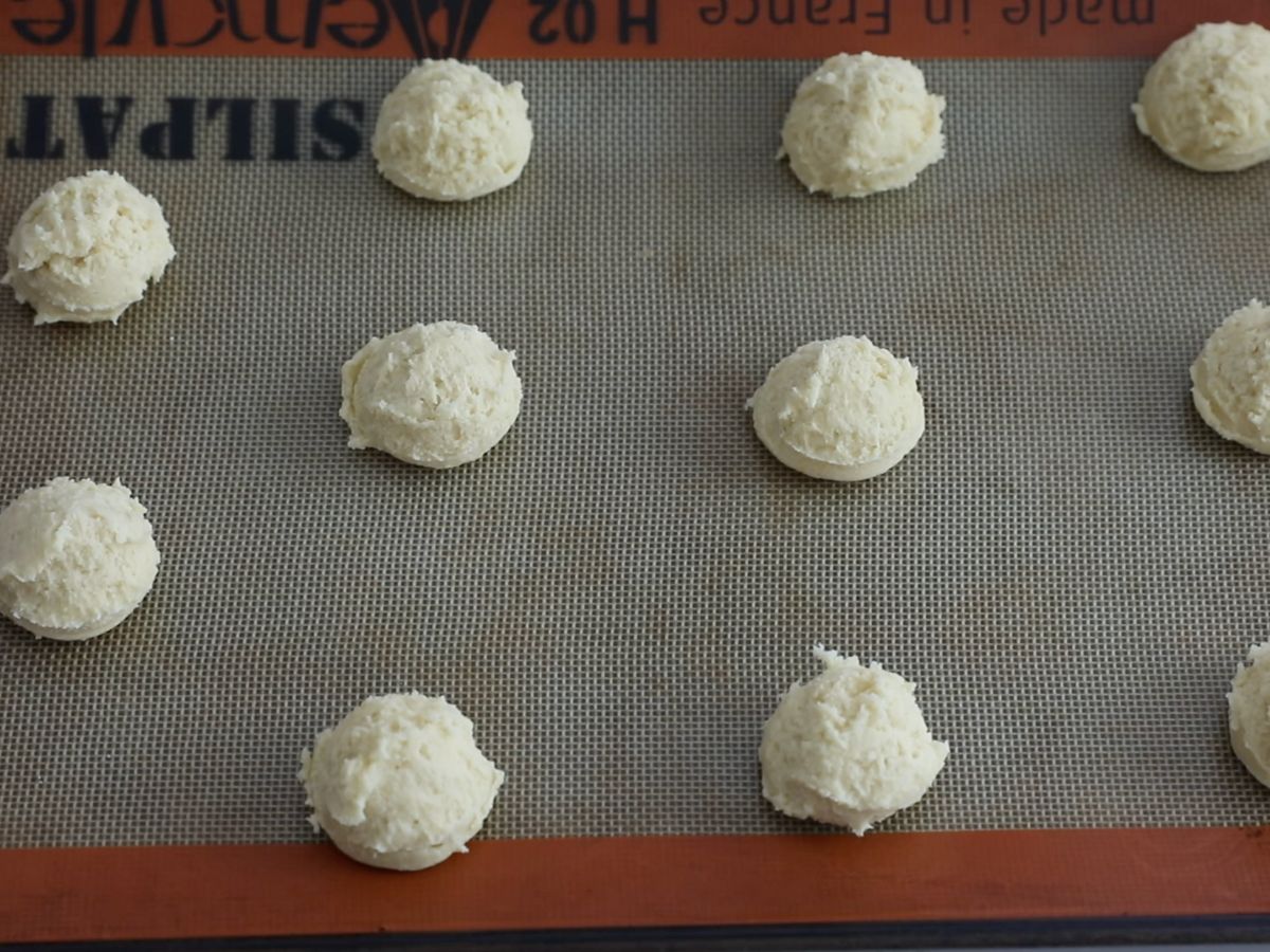 cookie dough balls on silpat.