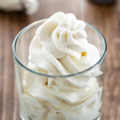 whipped cream in a clear jar.