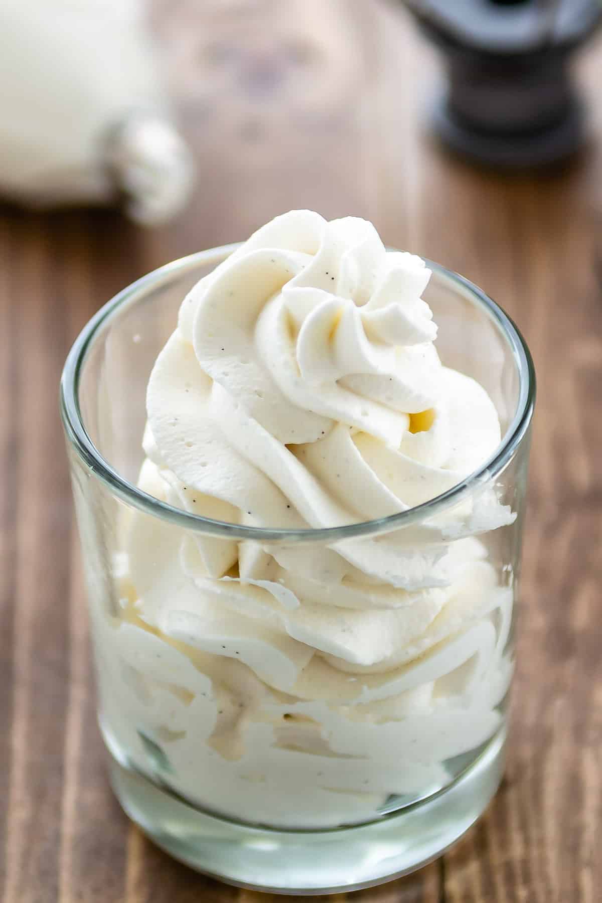 whipped cream in a clear jar.