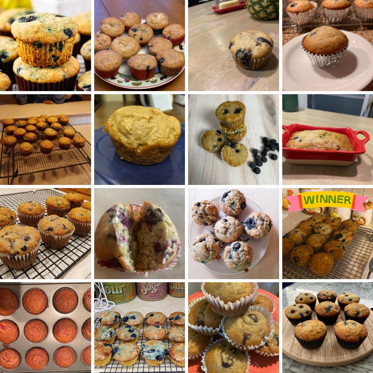 collage of baking entries photos of muffins