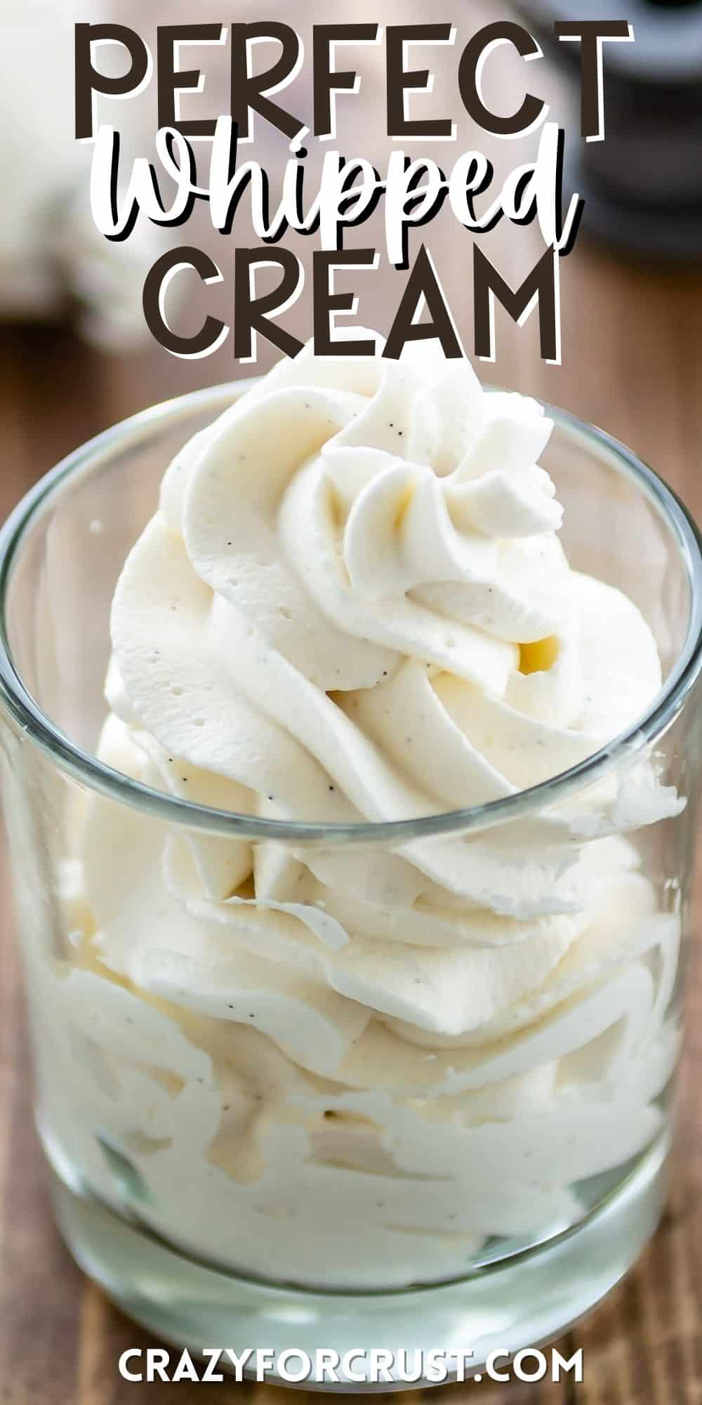 whipped cream in a clear jar with words on the image.