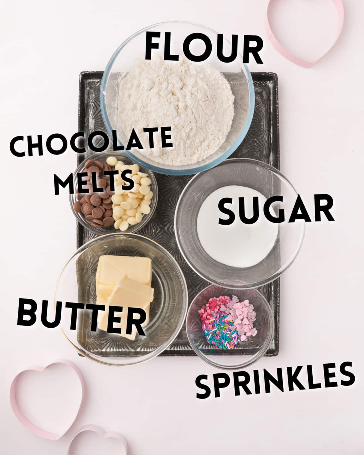 ingredients in valentine shortbread.