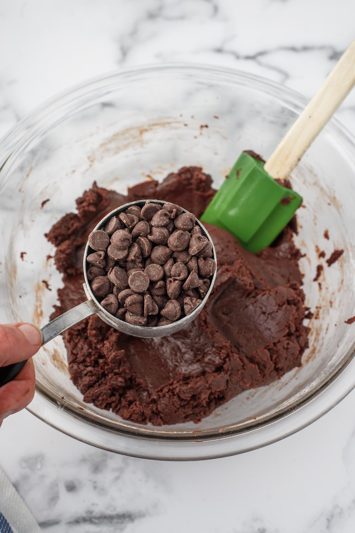 process shot of making vegan brownies.