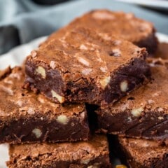 stacked brownies with walnuts baked in.