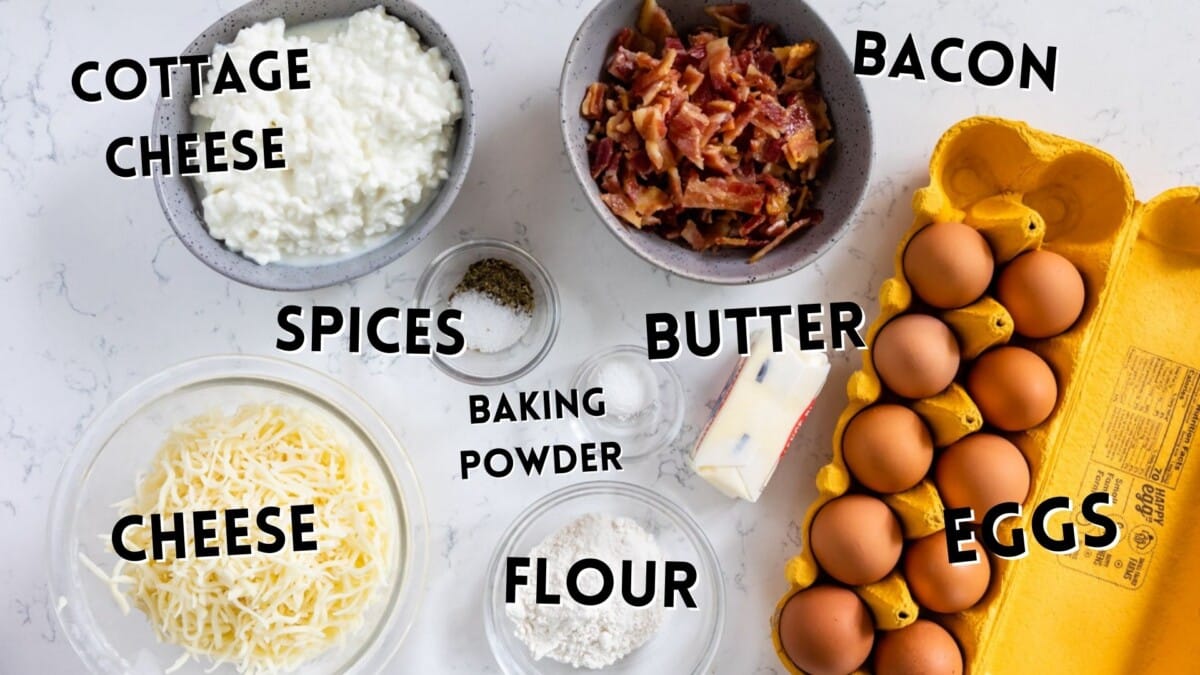 ingredients in bacon egg casserole.