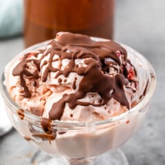 ice cream in a clear jar covered in the magic shell.