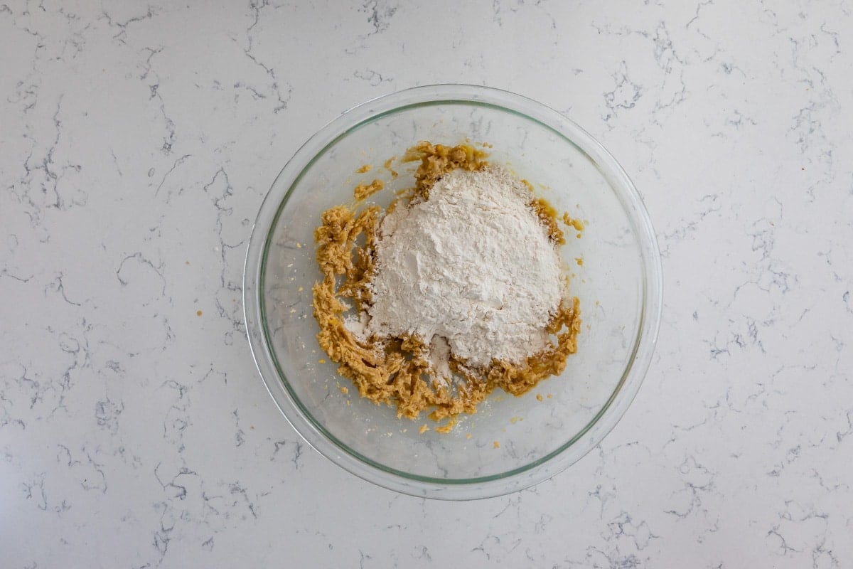 process shot of banana chocolate chip cookies.