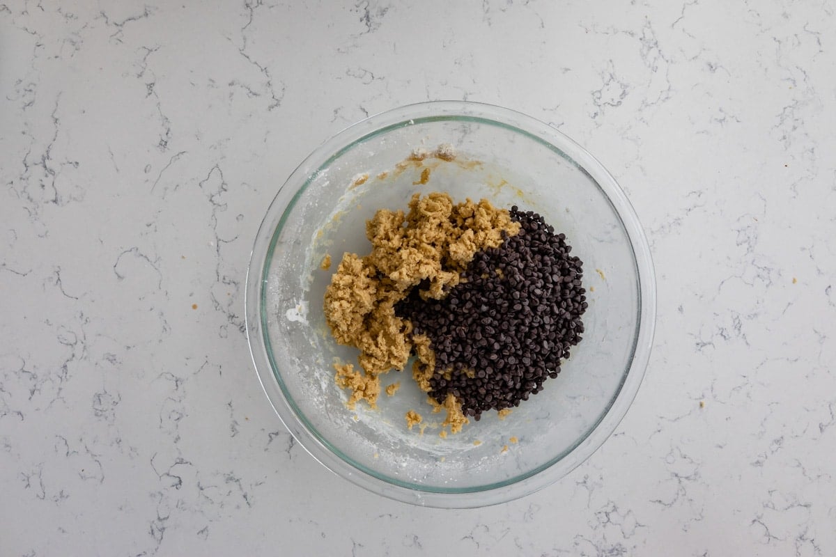 process shot of banana chocolate chip cookies.