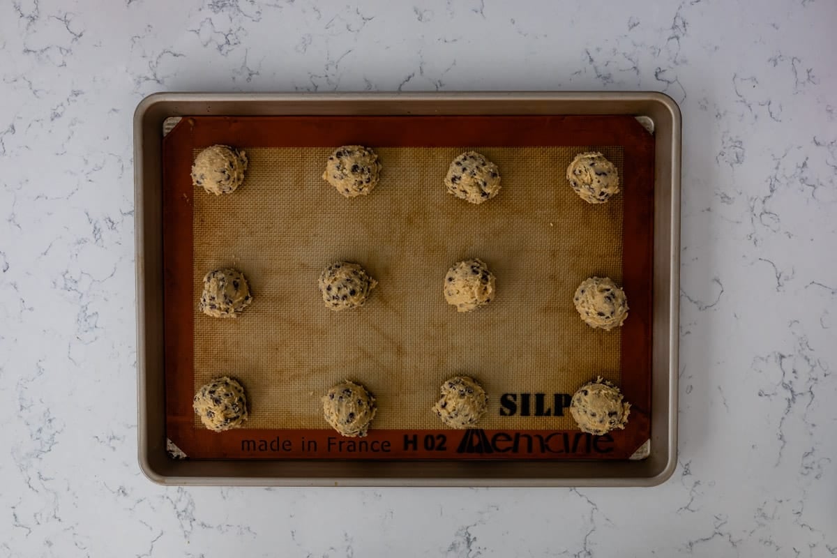 process shot of banana chocolate chip cookies.