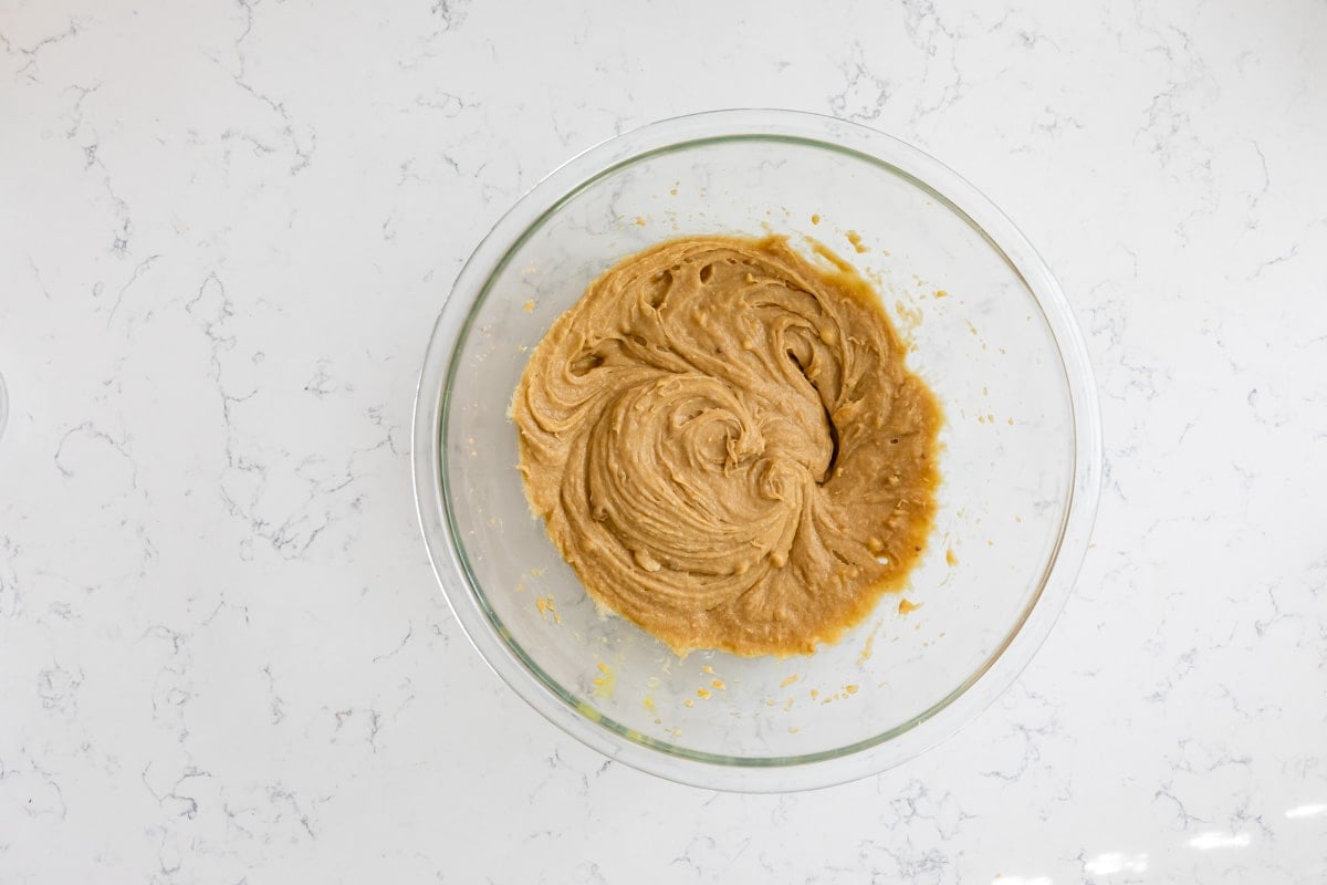 cookie dough in bowl without flour.