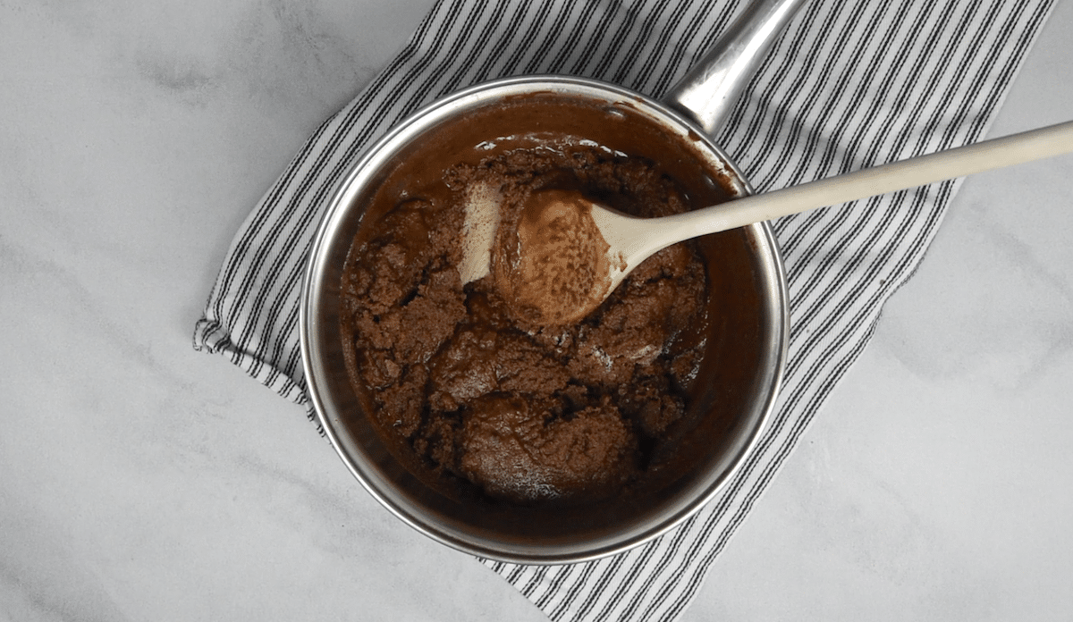 process shot of brown butter brownies.