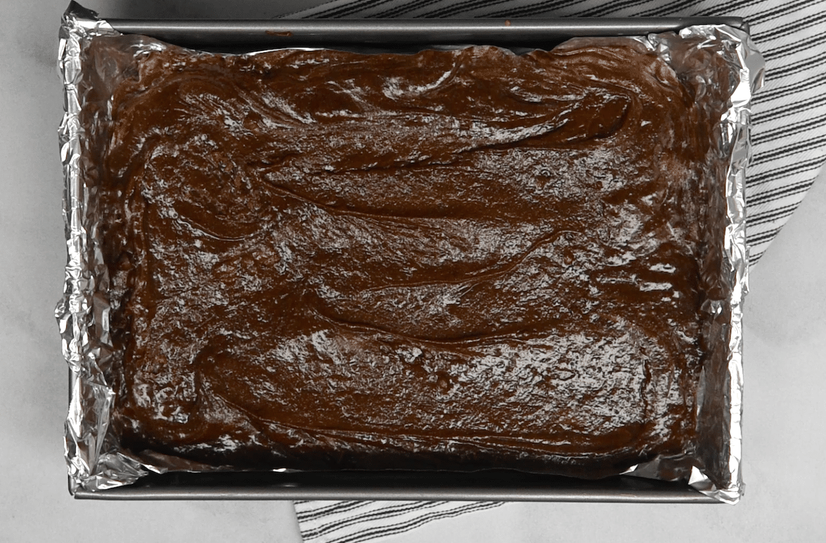 process shot of brown butter brownies.