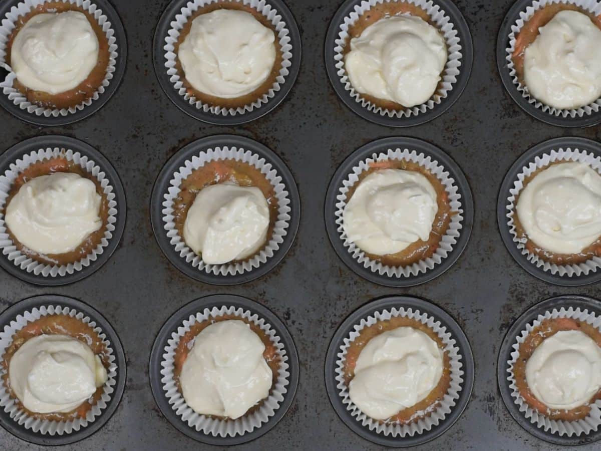 cupcake batter in pan.