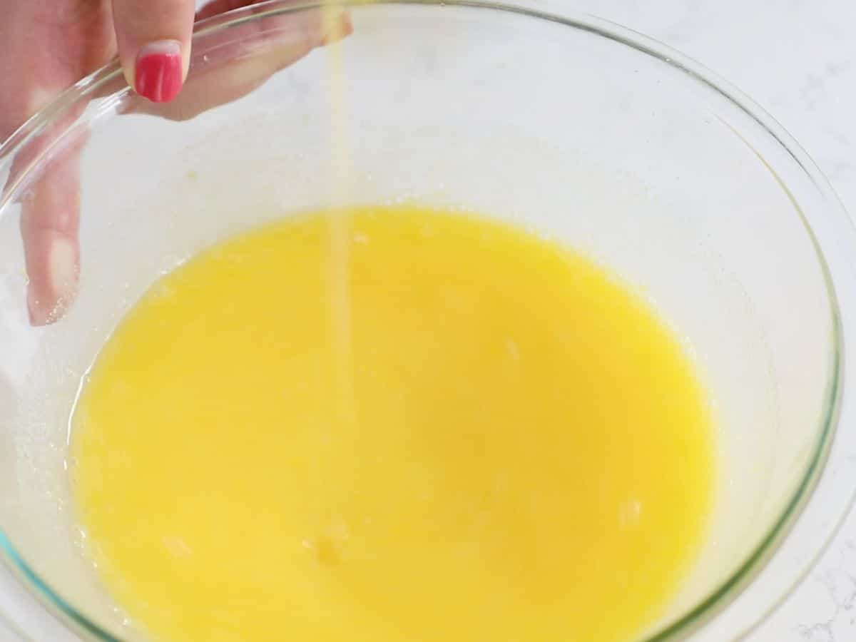 egg mixture in bowl.