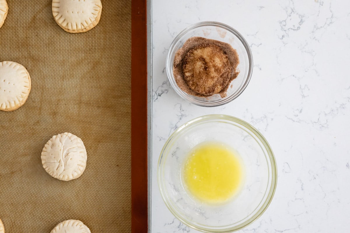 process shot for churro cookies.