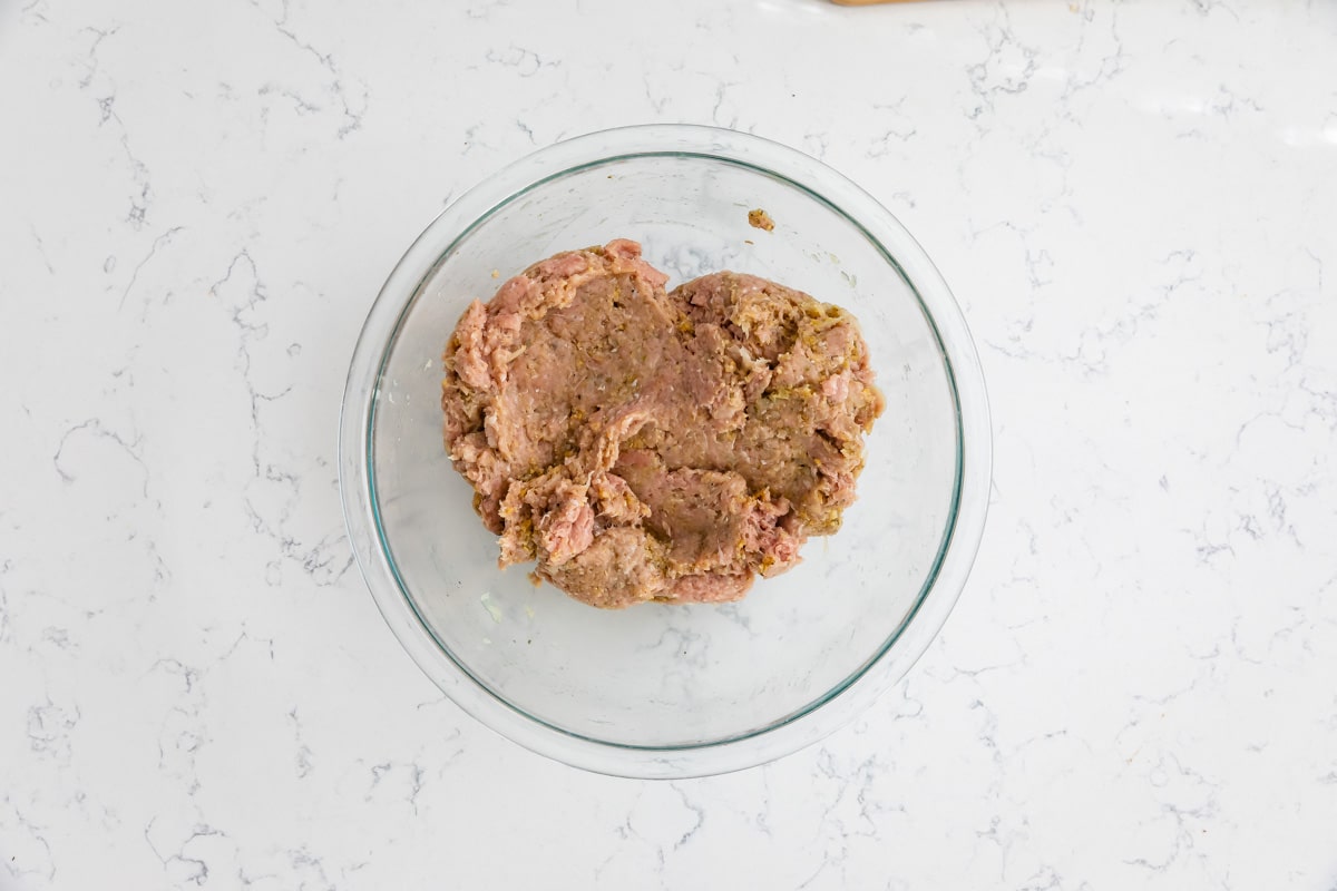 process shot of turkey meatballs.