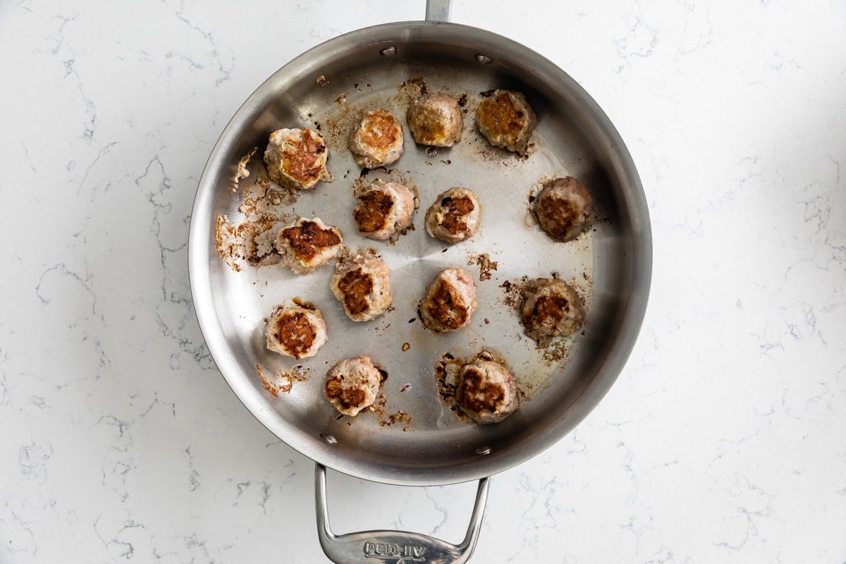 process shot of turkey meatballs.