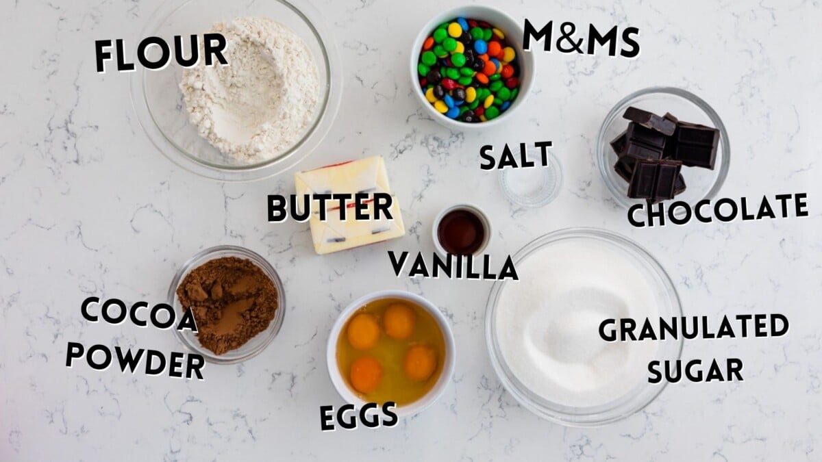 ingredients in m&m brownies.