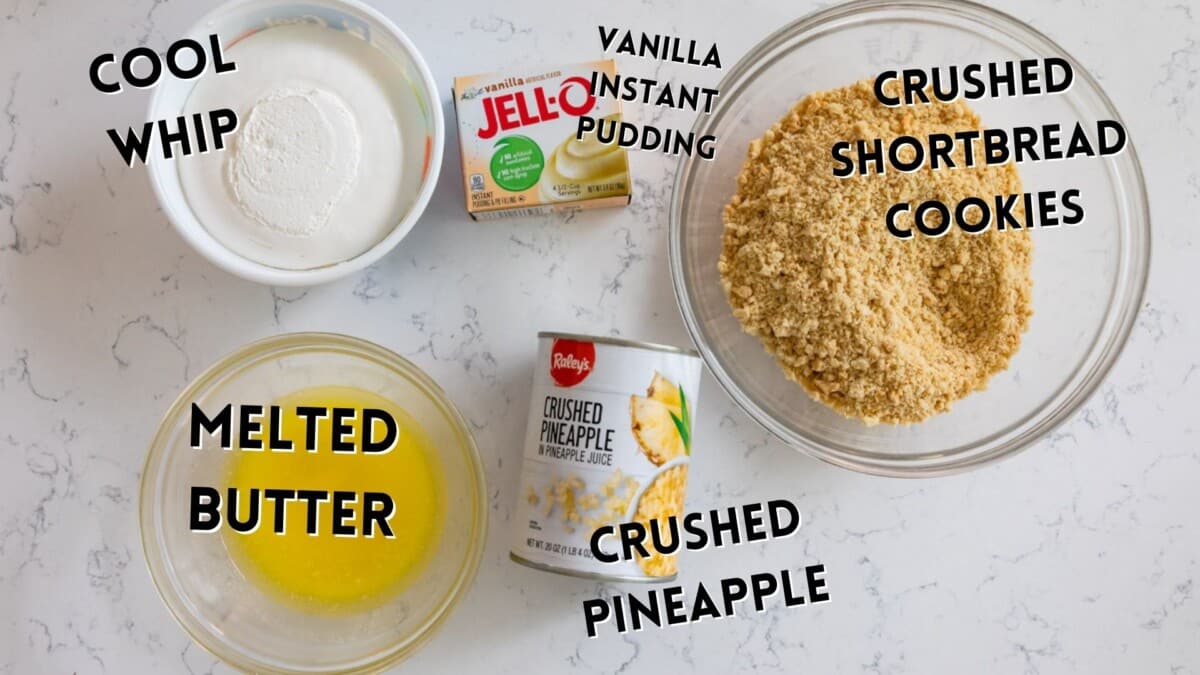 ingredients in pineapple dream dessert.