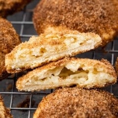 churro cookies laid out on a drying rack.