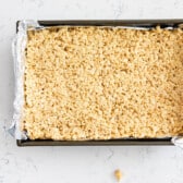 process shot of banana Rice Krispie Treats.