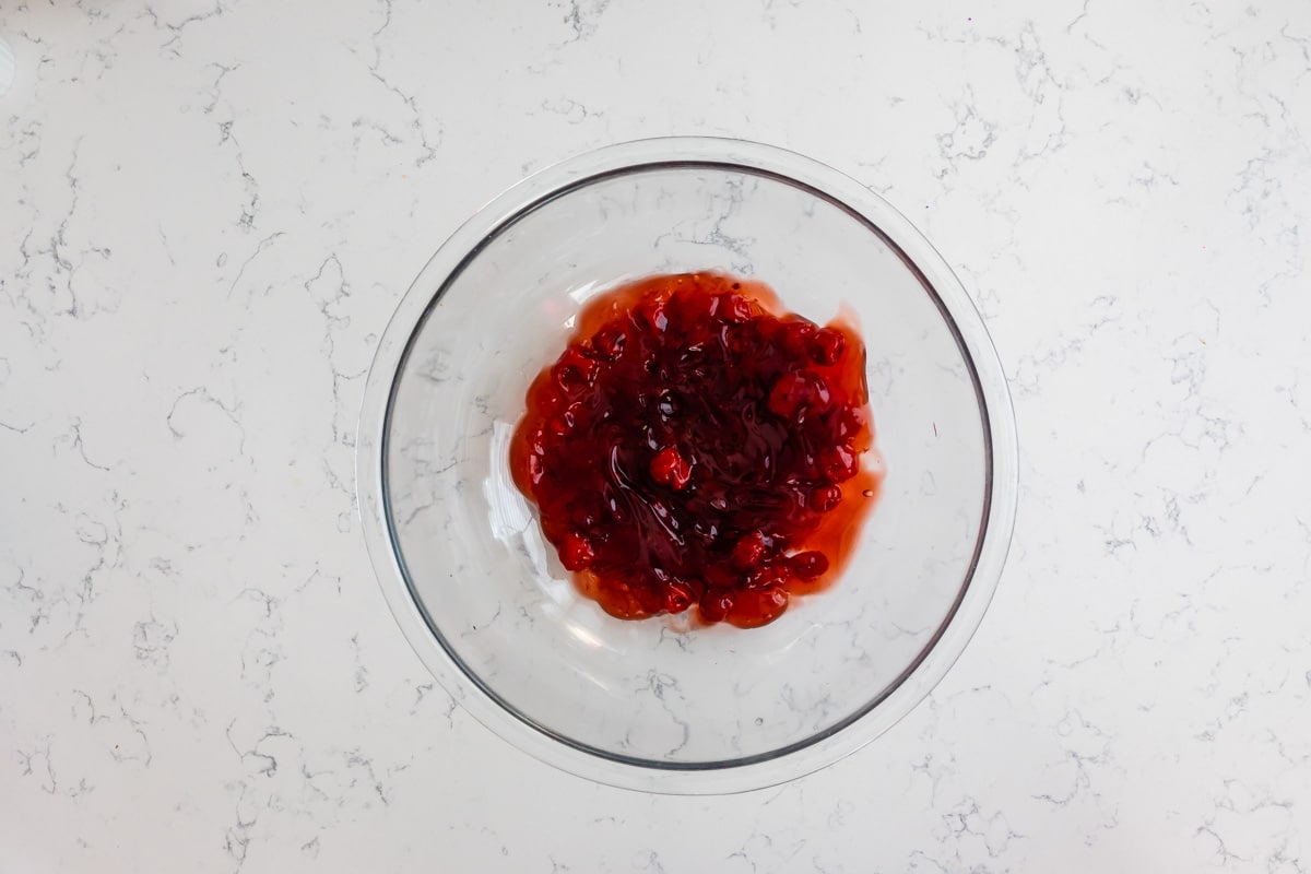 process shot of cherry ice cream.