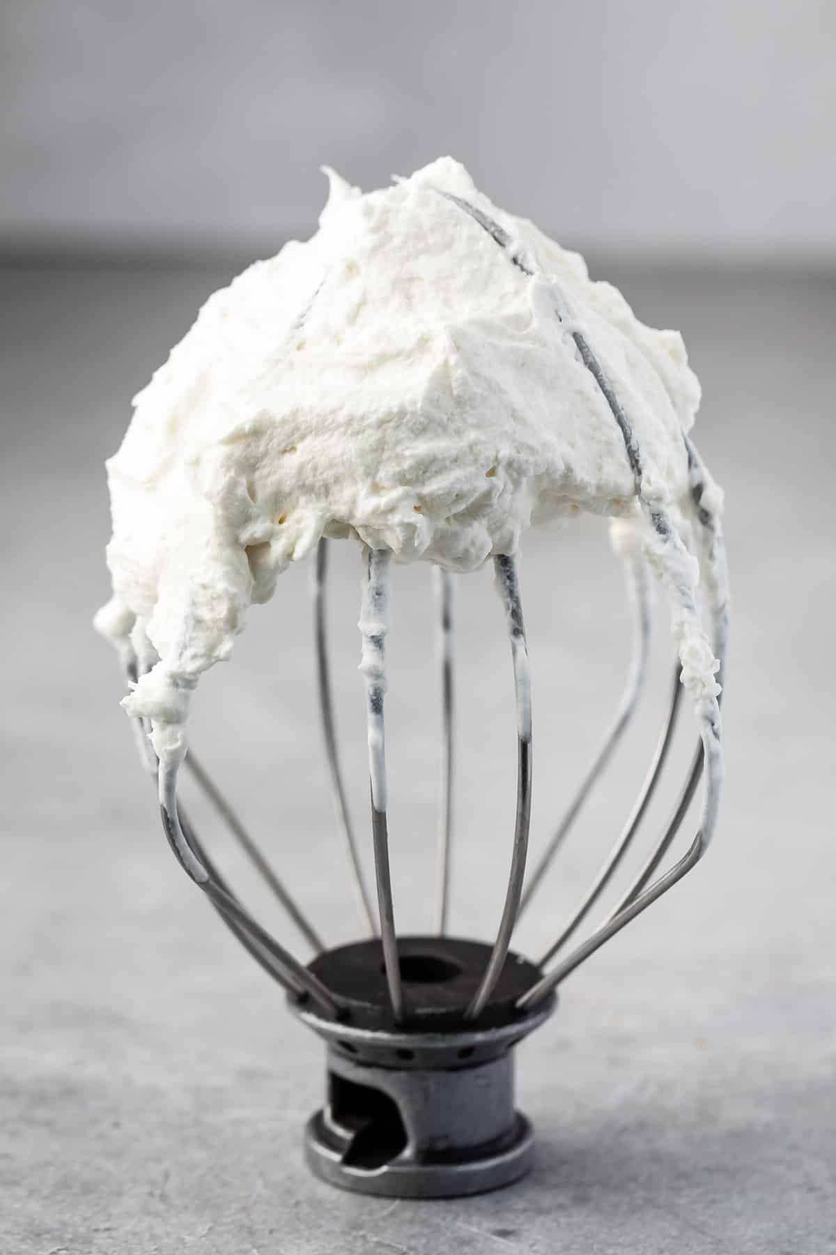 whipped cream on a mixer.