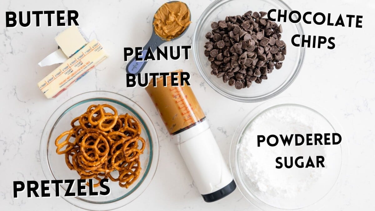 ingredients in pretzel peanut butter bars.