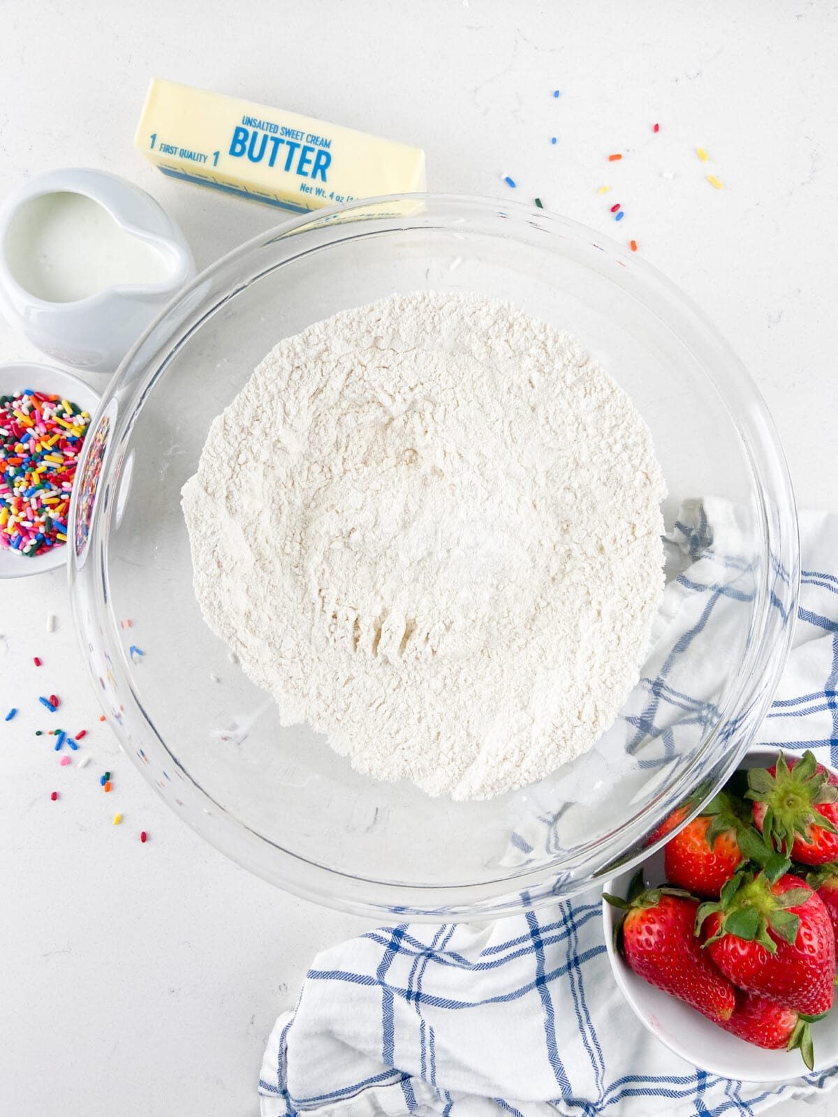 process shot of flag cake.