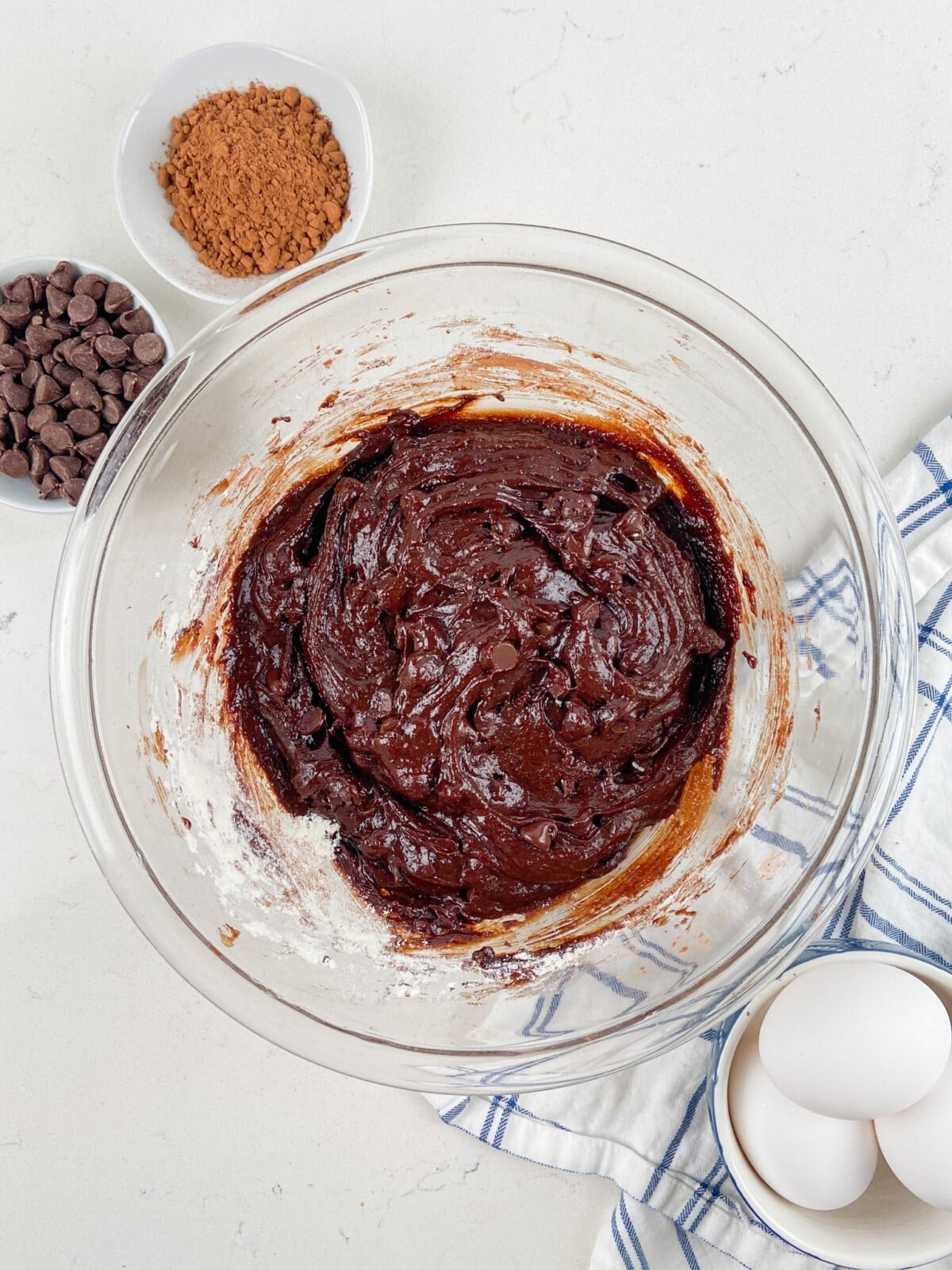 process shot in peanut butter ice cream brownies.