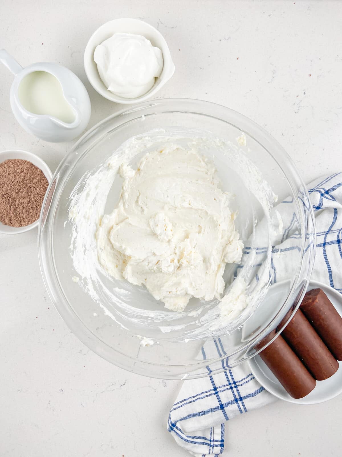 no bake Swiss roll dessert process shot.