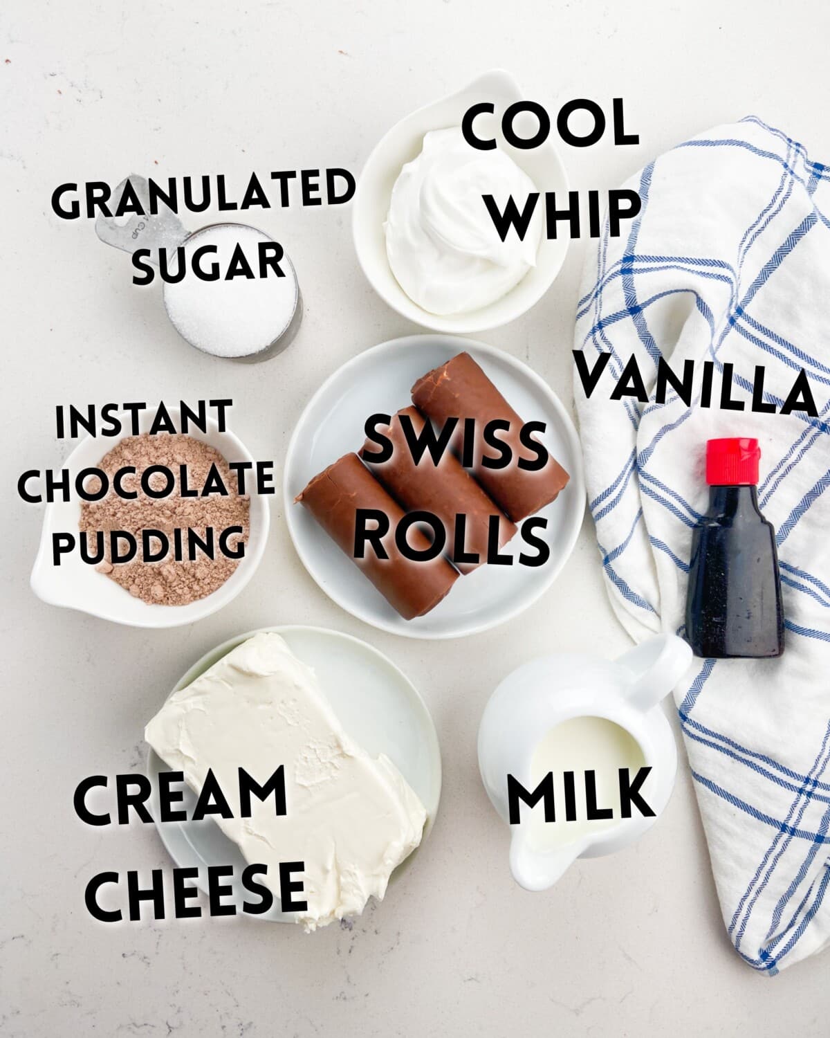 ingredients in Swiss roll dessert.