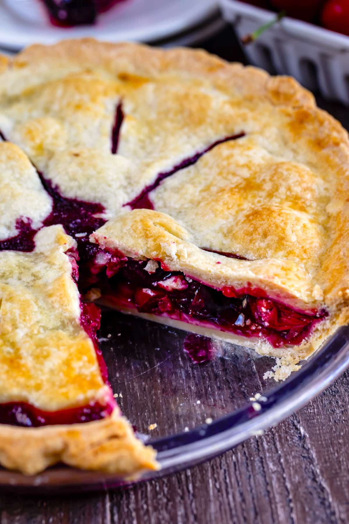 cherry pie with cherry pie filling in the crust.