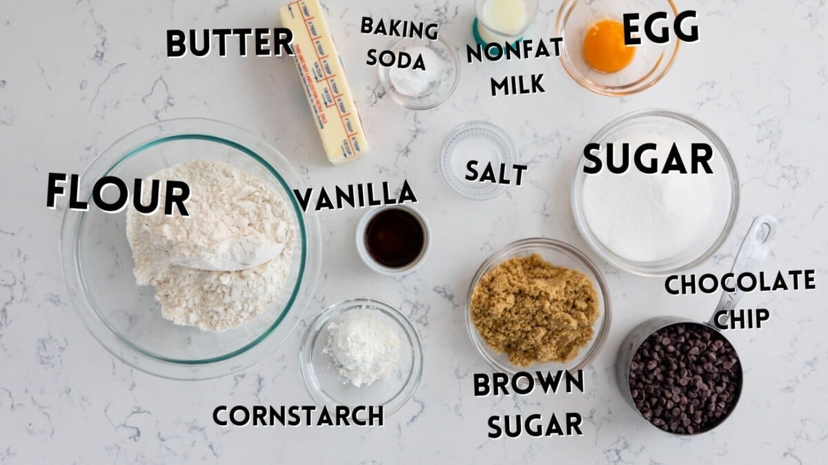 ingredients in crispy chocolate chip cookies.