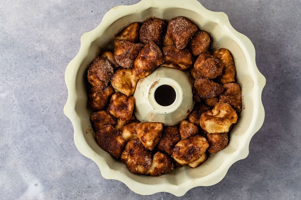 process shot of homemade monkey bread.