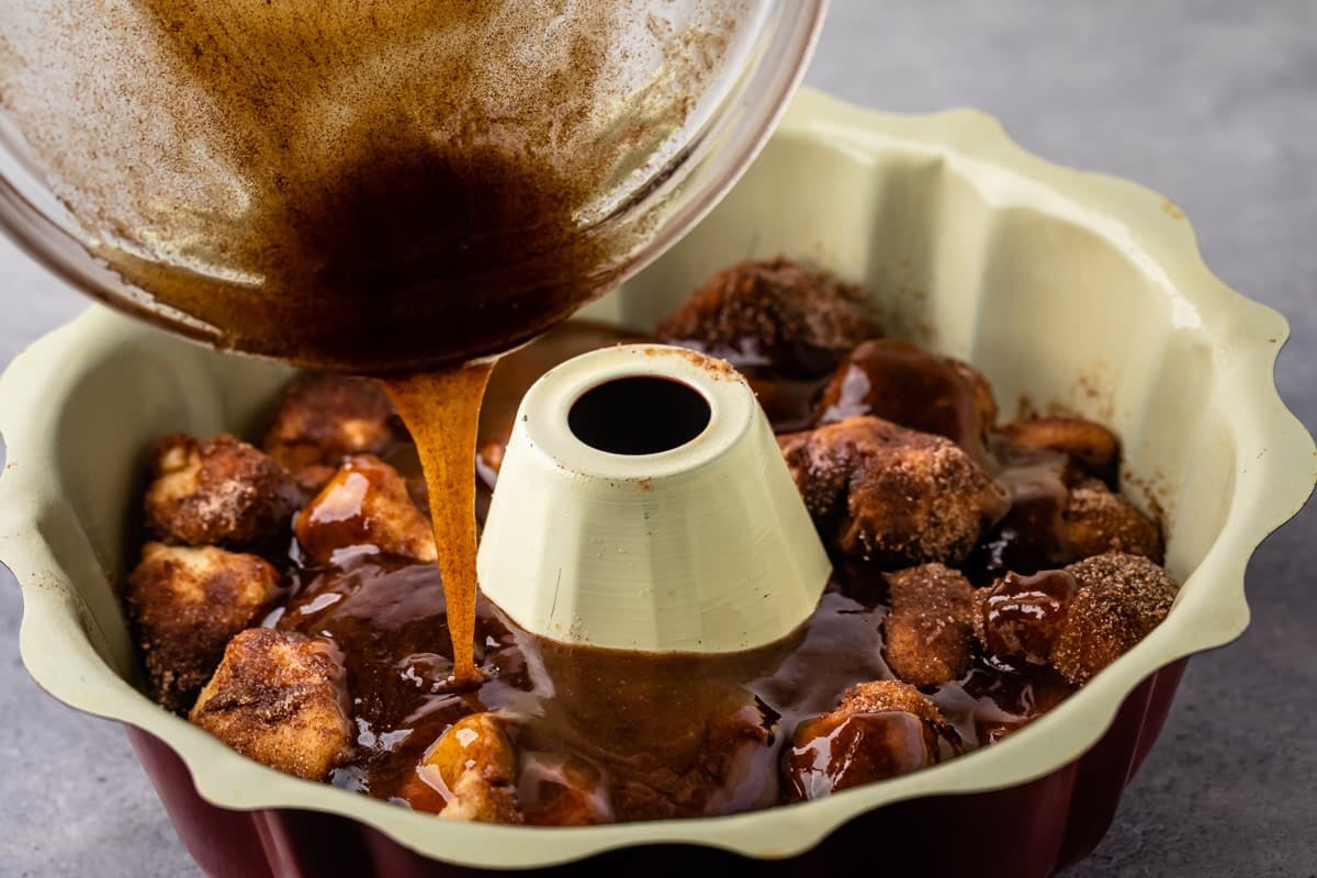 process shot of homemade monkey bread.