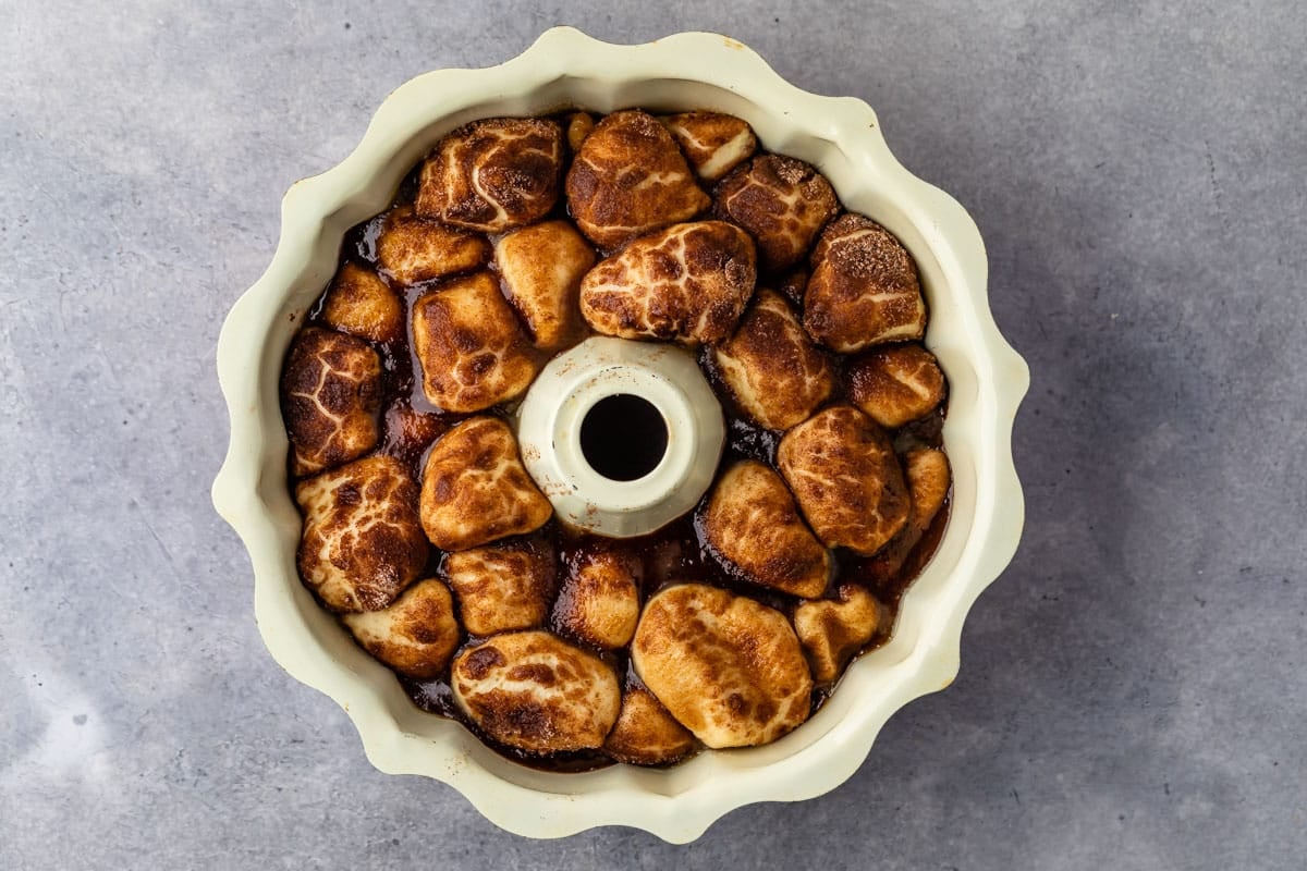 process shot of homemade monkey bread.