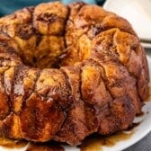 monkey bread on a white plate.